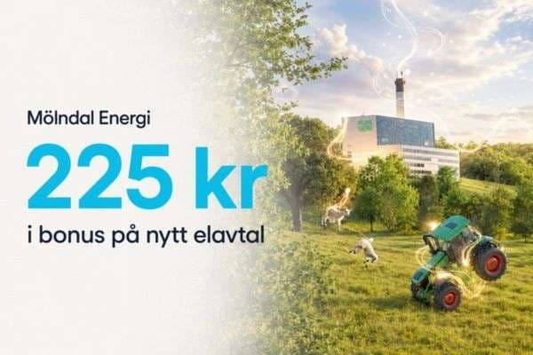 Mölndal Energi: 225 kr i bonus på nytt elavtal