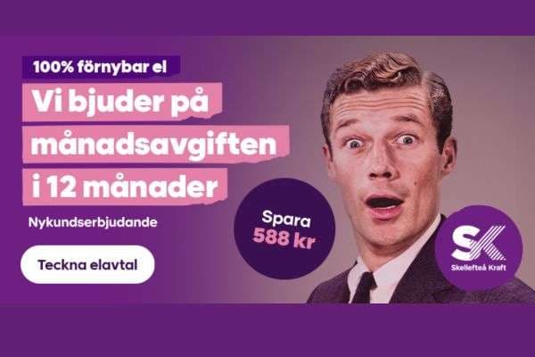 Skellefteå Kraft: 500 kr i bonus på nytt elavtal